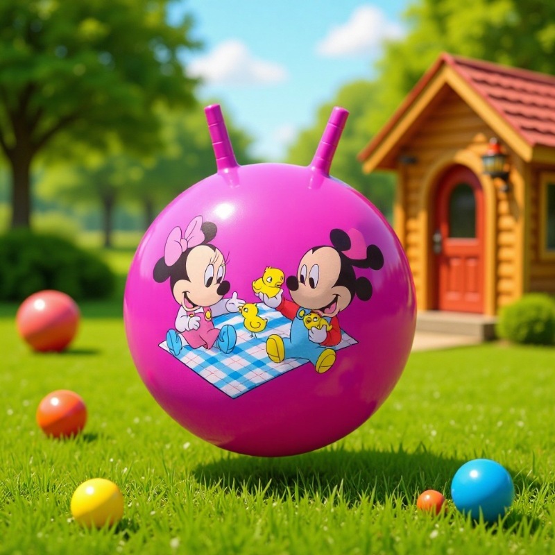 In-Stock Horn Handle Ball Children's Sensory Training Equipment Jumping Ball Toy Kindergarten Thickened Bouncy Ball Rubber Ball