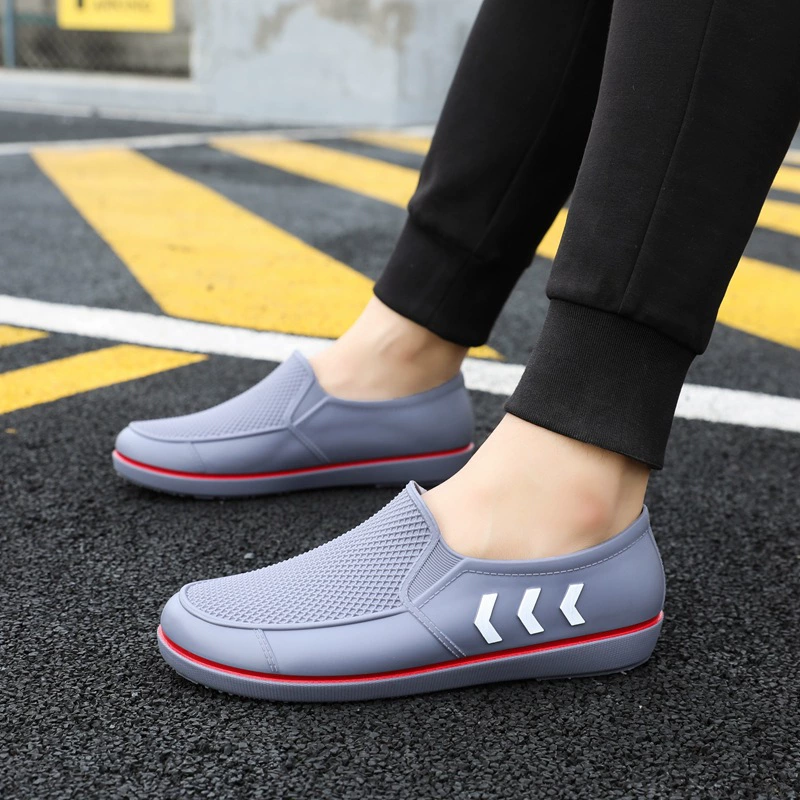 2024 трансграничные корейские мужские легкая дождевая обувь плоская мужская модная водная обувь Four Seasons на открытом воздухе водонепроницаемая дождевая резиновая обувь от имени волос