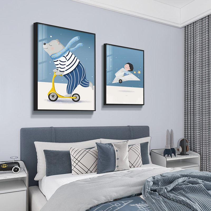 Cartoon Animation Kidsren's Room Decoration Painting Boy Girl Room Master Bedroom Mural Modern Minimalist Bedroom Bedside Hanging Painting