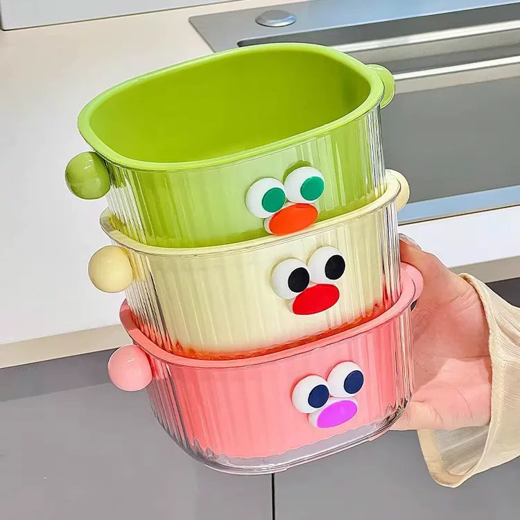 Double-layer home drying rack, cute hygienic basket, increased thickness