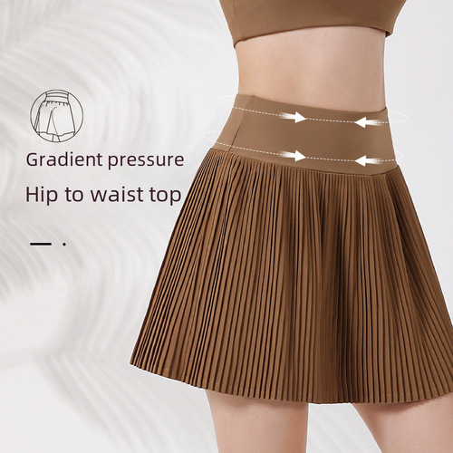 Summer New 3D Pressed Pleated Fitness Tights for Women with Built-in Pockets, Running Training, Quick-Drying Yoga Skirts