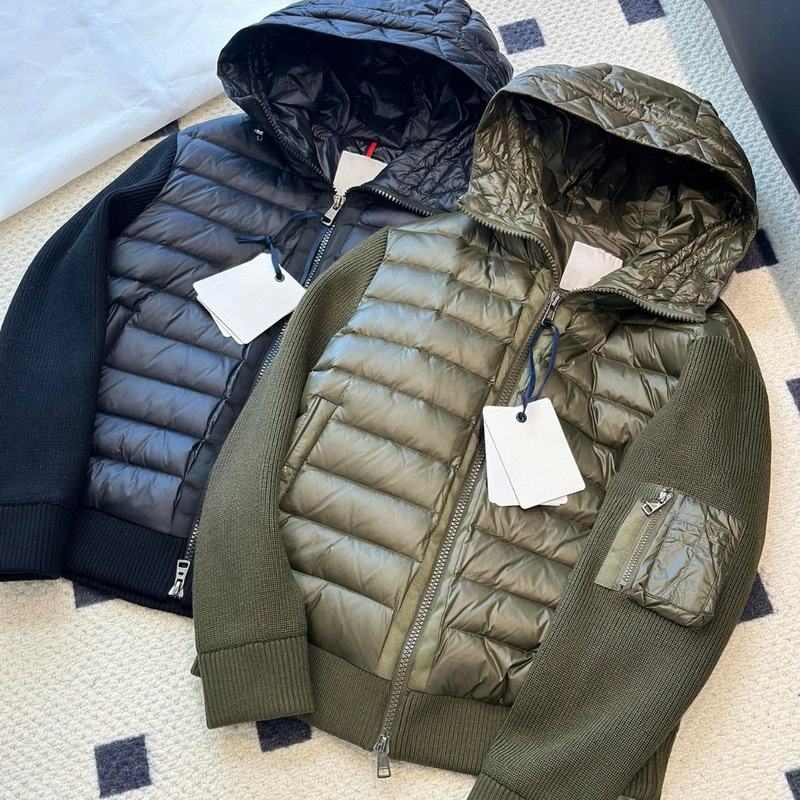 High-Quality Mongolian New Sleeve Men's down Spliced Knit down Jacket in Stock