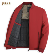 棒球领夹克男秋冬加绒加厚中老年爸爸商务休闲行政夹克保暖外套男