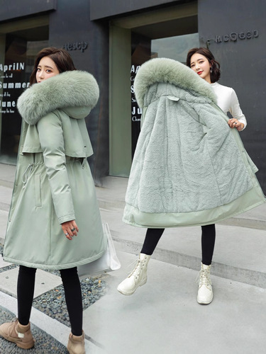 Parke Women's Winter 2025 New Slim Down Cotton Clothing Fashionable and Versatile Plus Thick Fur All-in-One Jacket