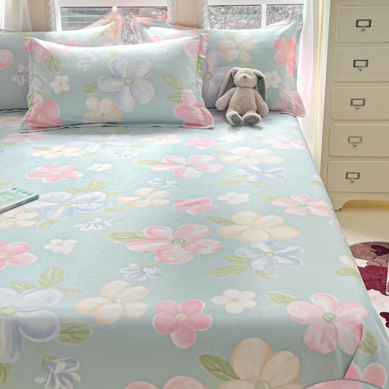 Sábana de algodón puro de una sola pieza engrosada 100 dormitorio de algodón cama individual para niños sábana de estudiante de tres piezas doble nuevo