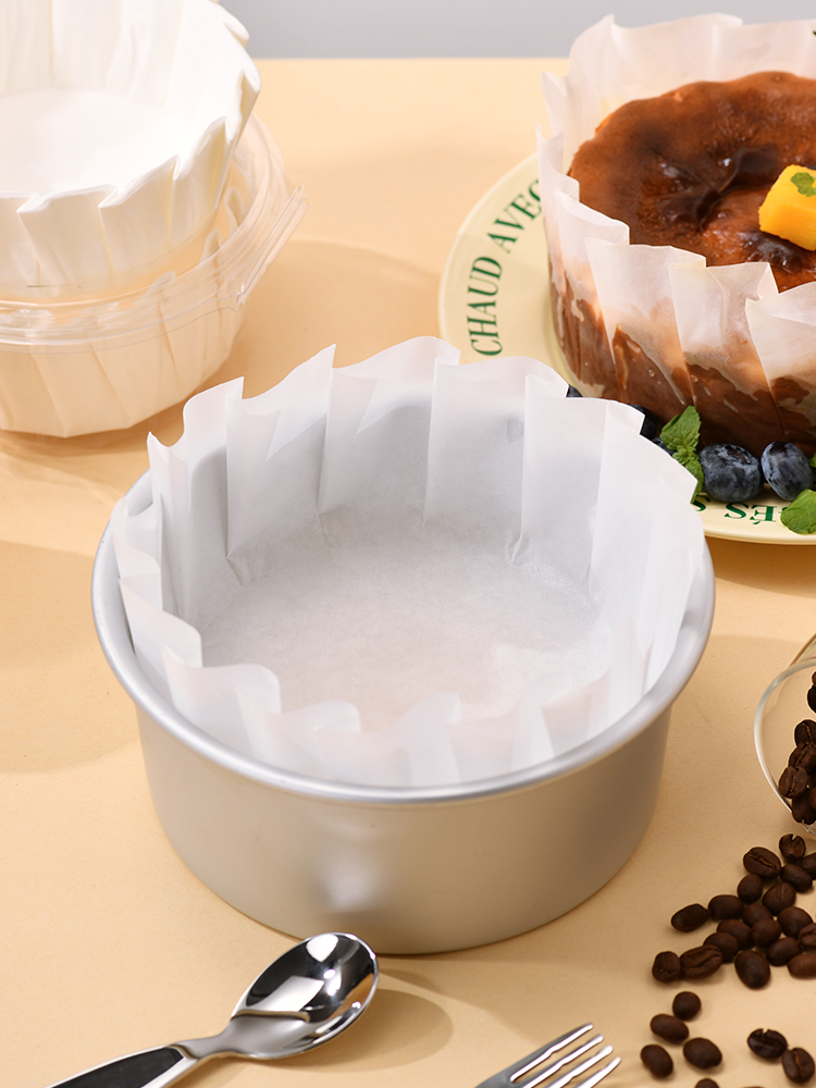 Papel vasco de aceite 4 / 6 / 8 pulgadas molde de papel sin plegables para hornear postre envasado a prueba de aceite pastel almohadilla de corte