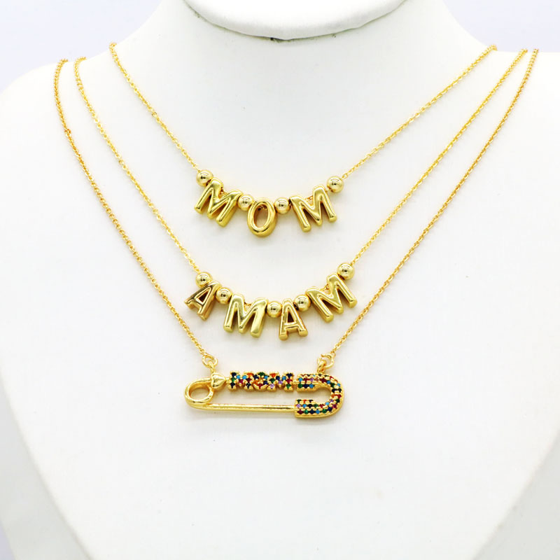 Copper 18K Gold Plated Casual Letter Zircon Necklace display picture 5