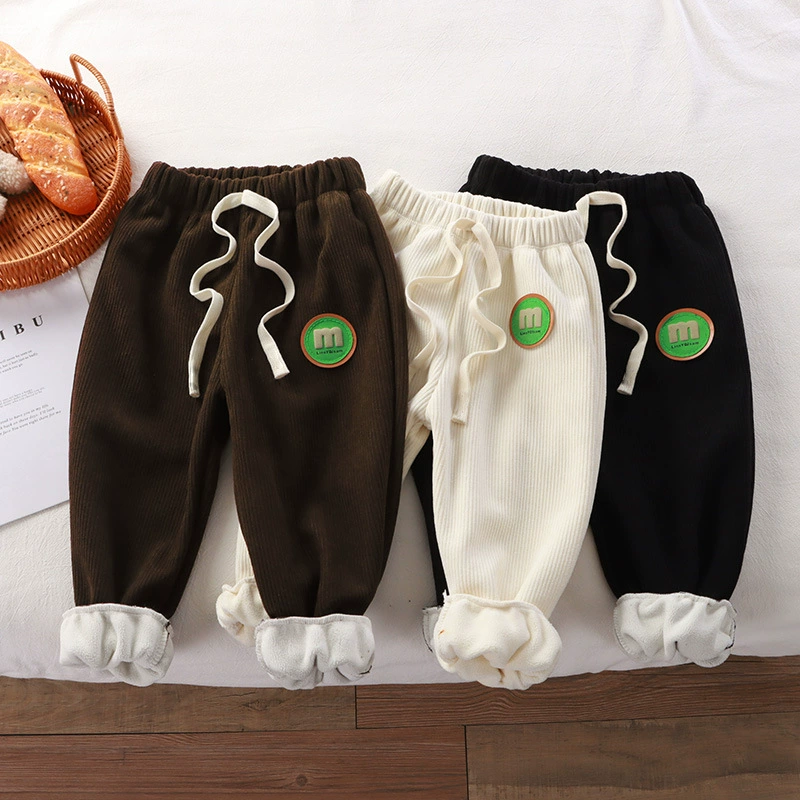Осенние и зимние детские штаны, детские одинарные штаны, полосатые штаны в рубчик, штаны для девочек, детские флисовые штаны для мальчиков, для малышей и маленьких детей.