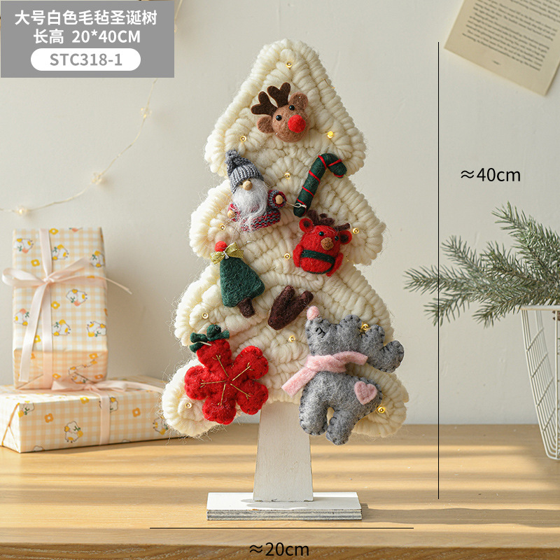 Fieltro de lana tejido a mano DIY luminoso árbol de Navidad alces Navidad decoración de la habitación de los niños adornos creativos