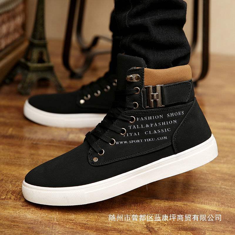 Large Size New Spring and Autumn Sports High-Top Shoes for Men and Students Trendy Canvas Flat Casual Versatile Sneakers