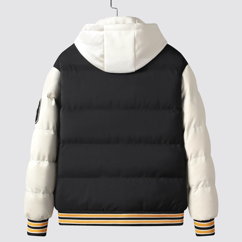 Vacaciones de invierno de dos parejas de moda de estilo de Hong Kong con capuzas de algodón de plumón de tendencia gruesa chaqueta de hombre joven