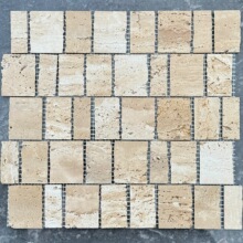 莱姆大理石黄洞石灰华碎边破烂自然边凡尔赛不规则马赛克瓷砖墙贴