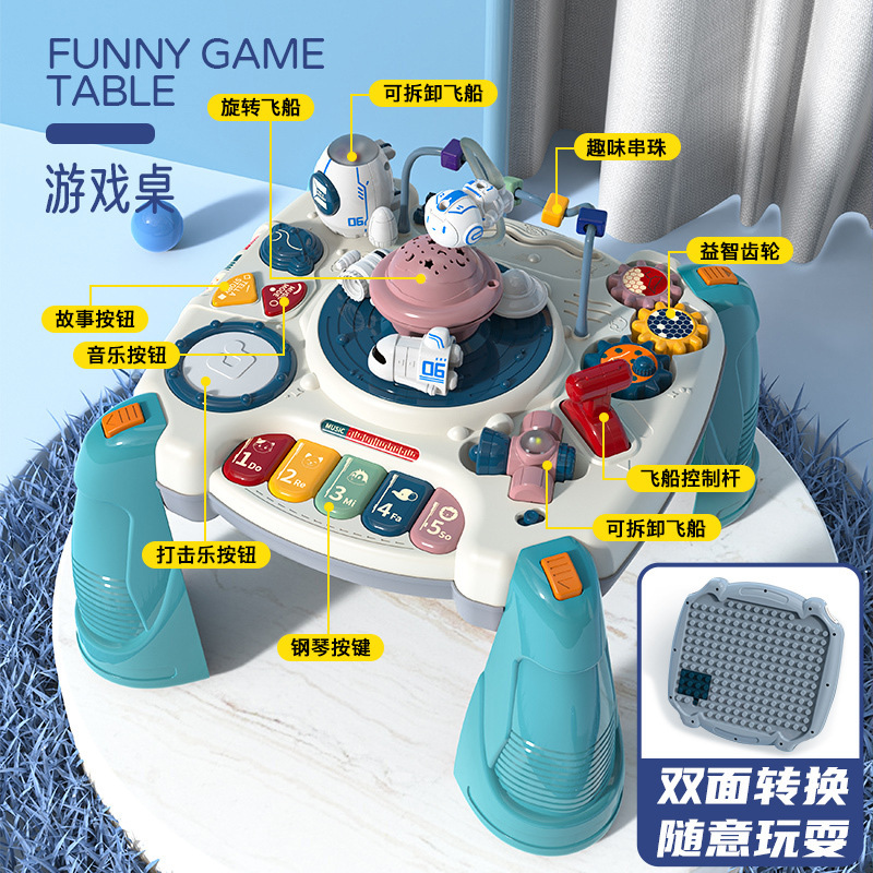 TikTok Baby Early Education Game Table Multifunctional Music Story Infant Educational Toy Table for Babies 1-2-3 Years Old