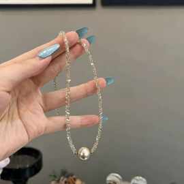 轻奢感超闪香槟珠项链不规则碎冰冰时尚个性气质锁骨链百搭项链