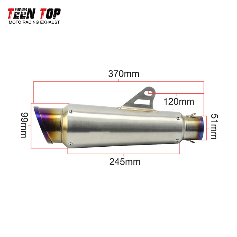 Suitable for Motorcycle Gsx250/Mt07/Msx125 Modified Exhaust Pipe Shark Mouth Dual Blue Universal Tail Section