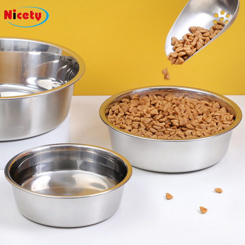 Amazon New Stainless Steel Pet Bowl Dog Bowl Pet Food Bowl Supplies Dog Bowl Wholesale Feeding and Drinking Cat Bowl