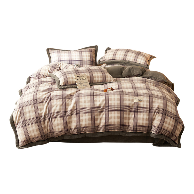 Nuevo invierno de lana de leche de cuatro piezas, ropa de cama de lana de coral, colchón de flanela doble cara, sábanas de lana gruesas, tres piezas