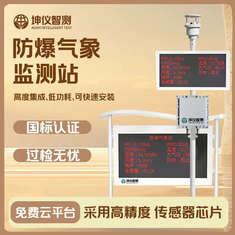 防爆气象站化工厂工业生产环境超声波气象站太阳能供电防爆气象站