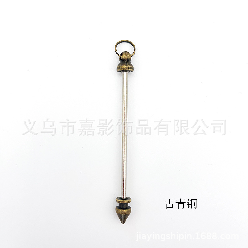 Cruz-Frontera de galvanoplastia metal multi-color Punta de bala remache de doble cabeza tornillo desmontable DIY con cuentas llavero colgante