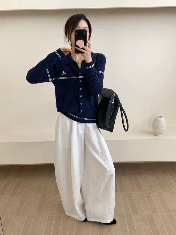 2025秋季新款女装韩系POLO领毛衣气质百搭长袖针织衫开衫纽扣上衣|undefined