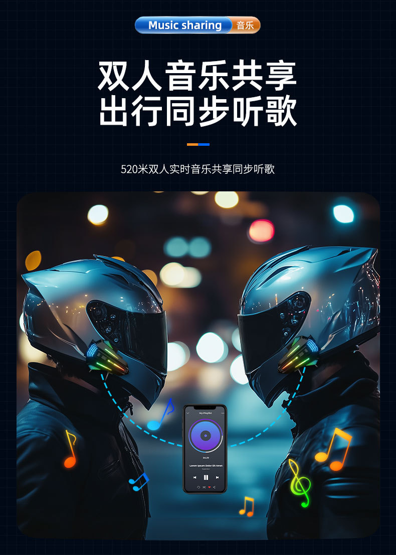 Cool Colorful Rgb Light Effect Motorcycle Helmet Bluetooth Headset 6.0 Group Chat Music Sharing Intercom Helmet Headset