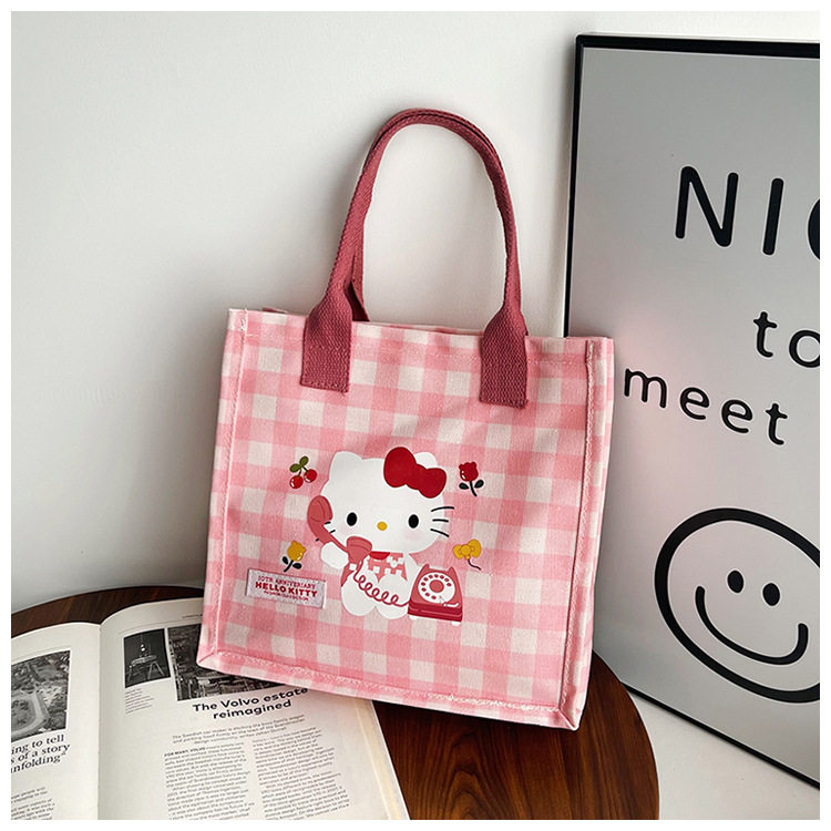 Cute cartoon cat canvas bag 2025 new style large-capacity simple and convenient tote bag with fashionable printing undefined