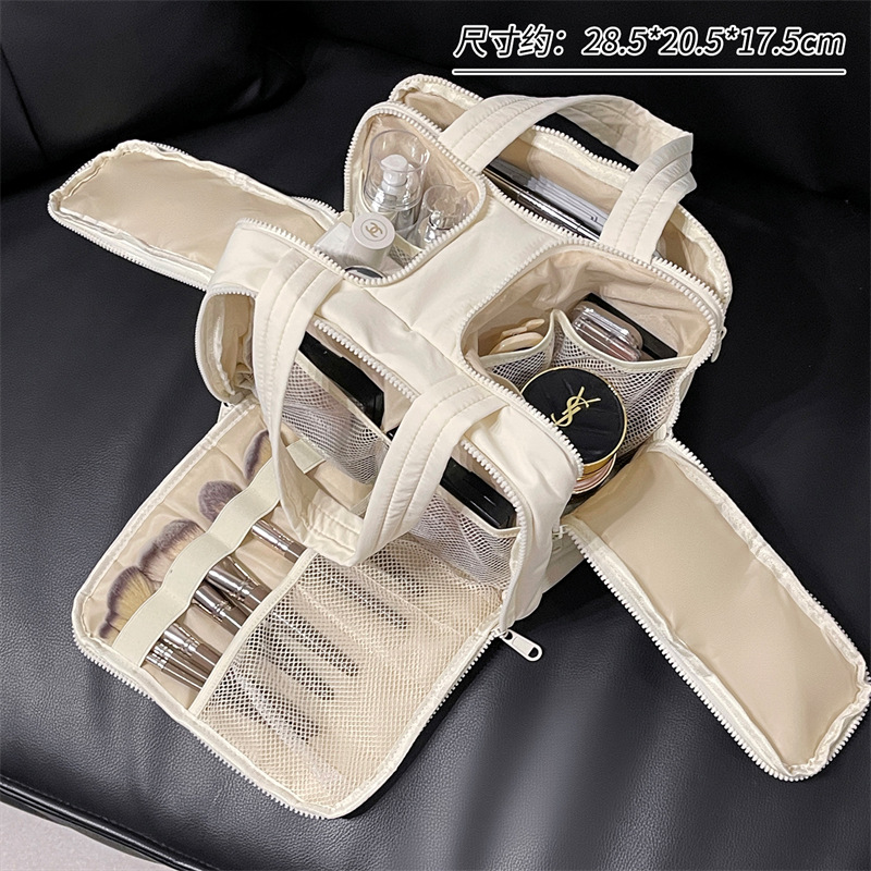 Bolsa de cosméticos de doble apertura, bolsa de lavado de gran capacidad, viaje de negocios, almacenamiento de partición multifuncional, sensación avanzada y portátil