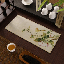 批发高档麂皮绒茶巾吸水加厚中式高档国风茶巾茶桌抹布彩绘茶巾
