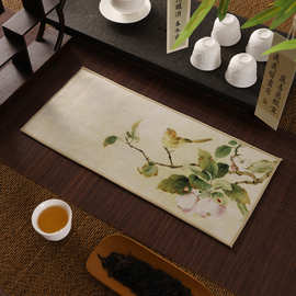 批发高档麂皮绒茶巾吸水加厚中式高档国风茶巾茶桌抹布彩绘茶巾