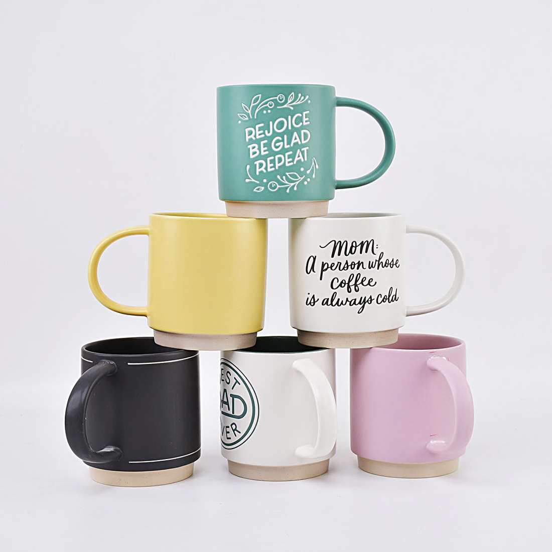 ceramic Multicolour Stacking coffee Mugs for hot beverages