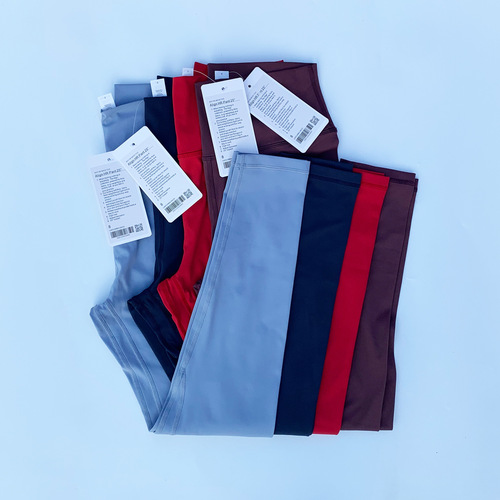 LULU yoga pants double-sided brushed Align nude high-waisted high-elastic peach-butt yoga pants breathable nine-point pants