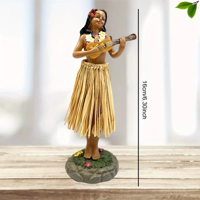 Car ornaments Hand Dancing Girl Hula - yellow-guitar