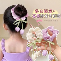 王女の韓国系のチューリップの輪の花の大腸の輪の女性の髪のひもの雰囲気感の頭飾りの子供の皮筋