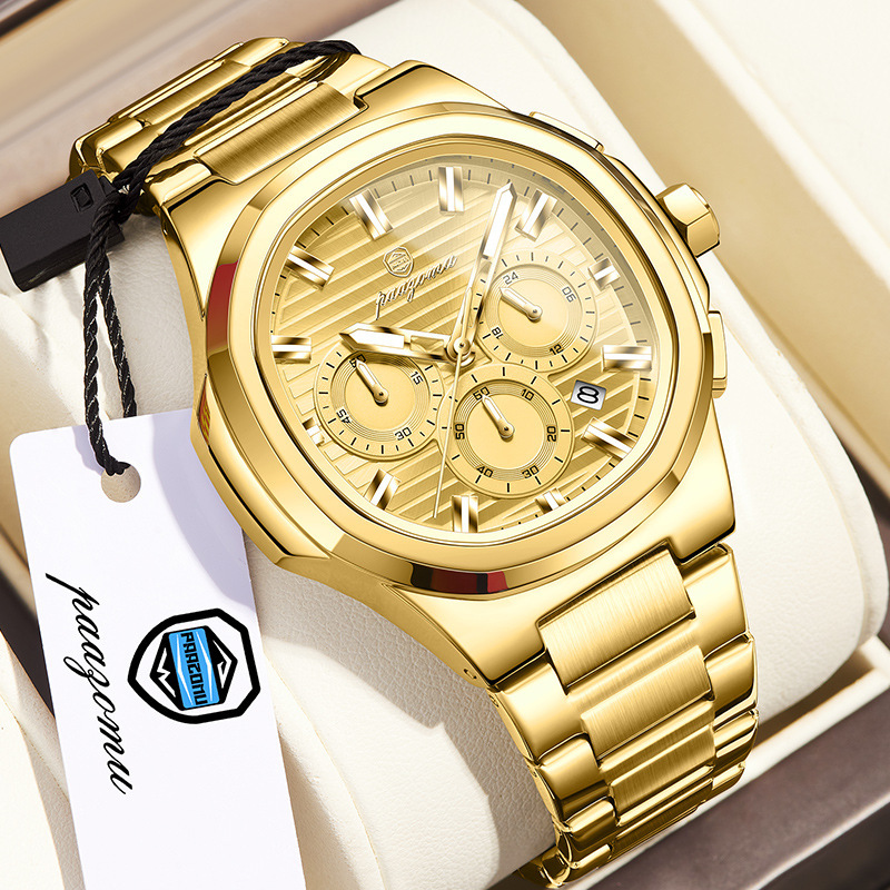 Paazomu Classic Multifunctional Six-Hand Calendar Men's Watch with Large Dial, Aliexpress Tk Hot-Selling Item, Dropshipping Available Paazomu Classic Multifunctional Six-Hand Calendar Men's Watch with Large Dial, Aliexpress Tk Hot-Selling Item, Dropshipping Available