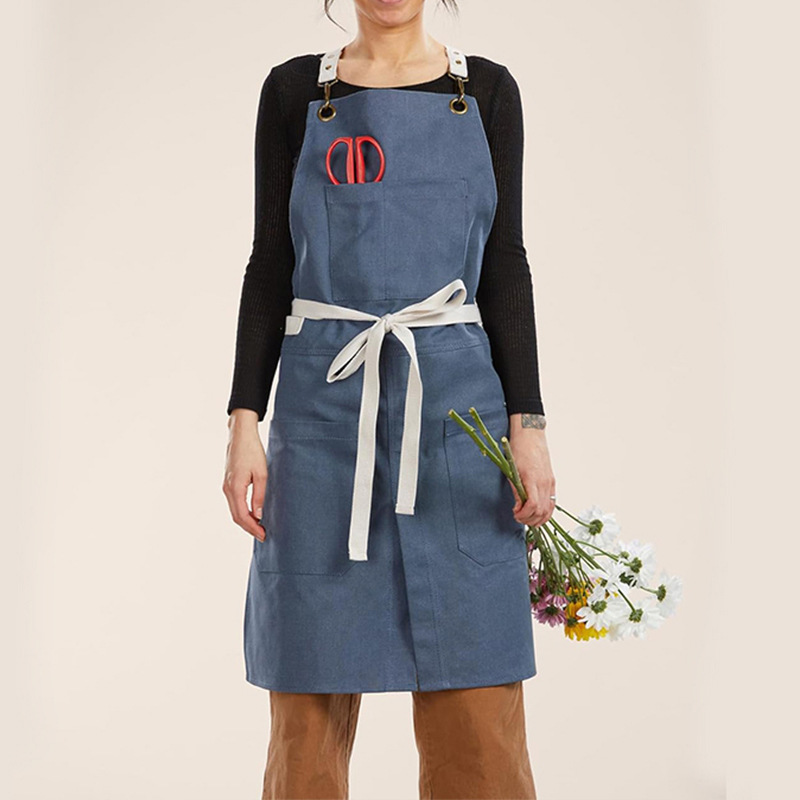 Delantal de lona de Amazon transfronterizo dobladillo dividido ropa de trabajo para hombres y mujeres herramientas de jardinería floral delantal al por mayor personalizado