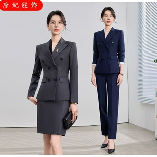 秋冬季双排扣西装OL职业套装女气质干练金店珠宝店酒店经理工作服