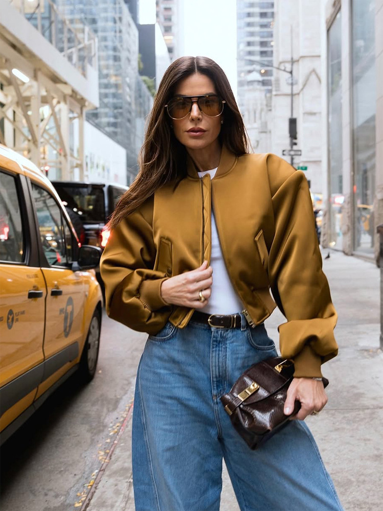 Chaqueta de manga larga de cuello vertical, chaqueta de diseño retro, chaqueta casual, tendencia de moda de 2025 estilo europeo y americano transfronterizo