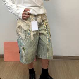 外贸爆款原标AC家蕾丝钥匙挂坠系列3D打印牛仔裤短裤男女休闲裤