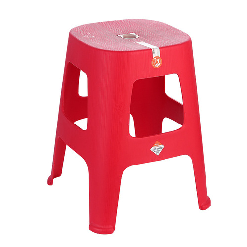 Wholesale Nordic Wood Grain Stool, Thick Plastic Stool, Household Chair, Living Room Simple Dining Chair, High Stool, Square Stool, Stackable