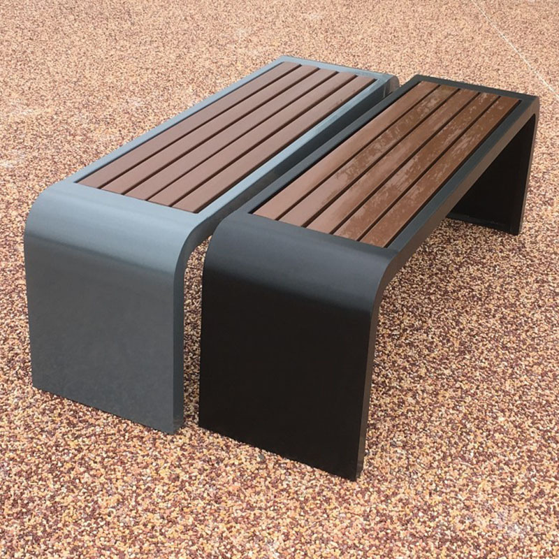 Park Chair Male U-Shaped Stainless Steel Anti-Corrosion Wood Outdoor Bench Iron Durable Plastic Wood Stool Shopping Mall Public Bench