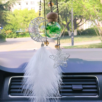 feather car aromatherapy pendant deodorant – Car hanging - star-moon-feather-green-eternal-flower-aromatherapy