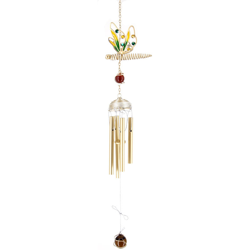 Exclusivo para envios internacionais, disponível em estoque: Sino dos Ventos Estrela e Lua, pingente de vidro colorido, tubo de metal japonês, estilo vintage, com flor de bambu._voghion.com