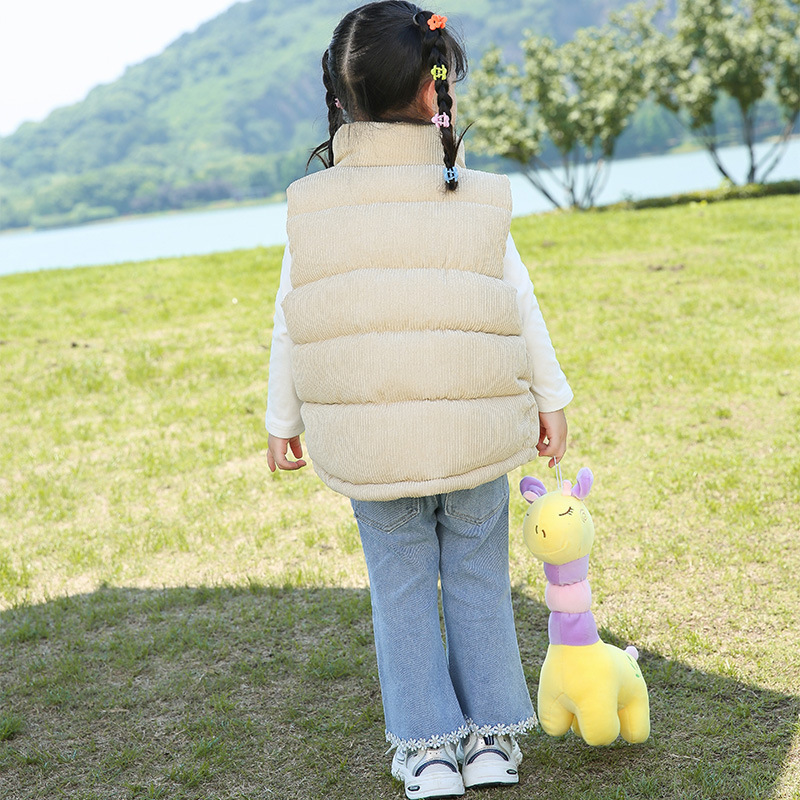Chaleco infantil para niños y niñas, prenda de abrigo gruesa y cálida, chaleco de algodón de pana para otoño/invierno, chaleco exterior para bebés