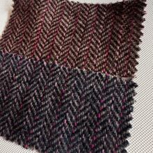 全毛人字条纹精纺单面呢外套时装面料粗花呢直条西装裤装毛呢面料