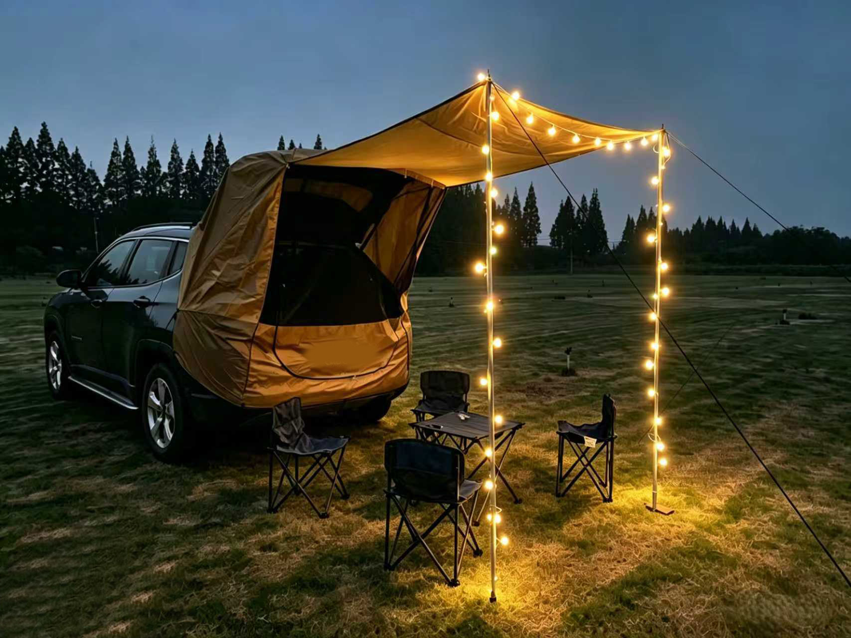 Outdoor Self-Driving Tour Barbecue Camping Car Travel Tent Sunshade Rainproof Trunk Car Rear Extension Tent