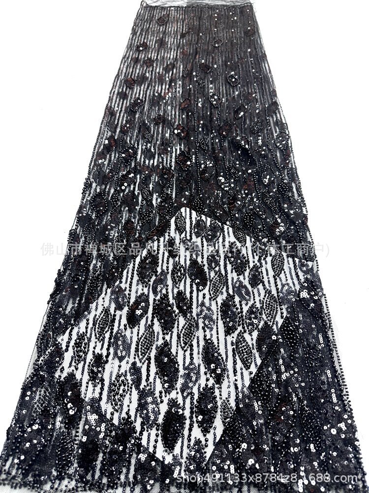 Fábrica directa tridimensional bolsas de perlas tubo bordado tela de alta gama vestido de boda moda cena vestido de tela