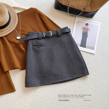 灰色毛呢半身裙女短裙2025新款秋冬加厚高腰a字小个子西装包臀裙