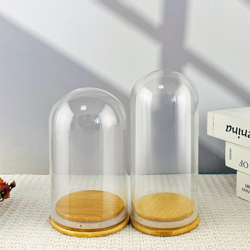 Flores secas cubierta de cristal de flores inmortales DIY mano caja ciega muñeca exhibición cubierta de antigüedad brazalete cubierta de bambú sellado cubierta de polvo