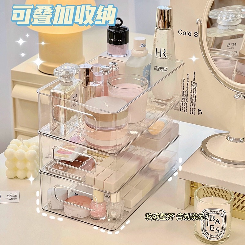 デスクトップ収納ボックスアクリル化粧品透明収納バスケット家庭用キッチン収納ボックス寮整理棚|undefined