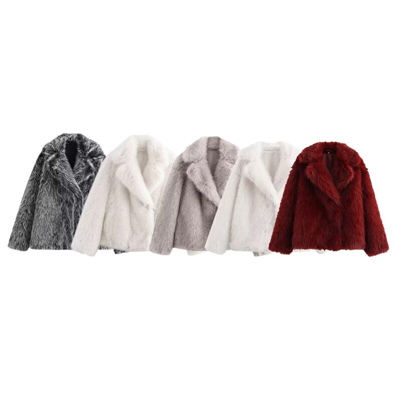 2024 imitation fur loose casual jacket foreign trade women's wholesale European and American explosion lapel fur coat